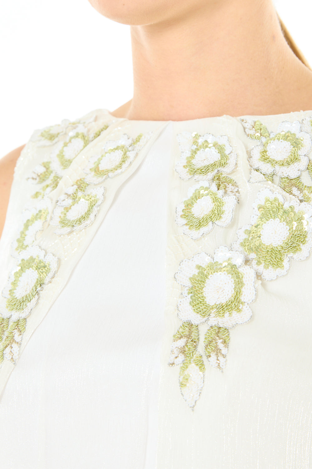 Embellished Floral Panel Evening Gown