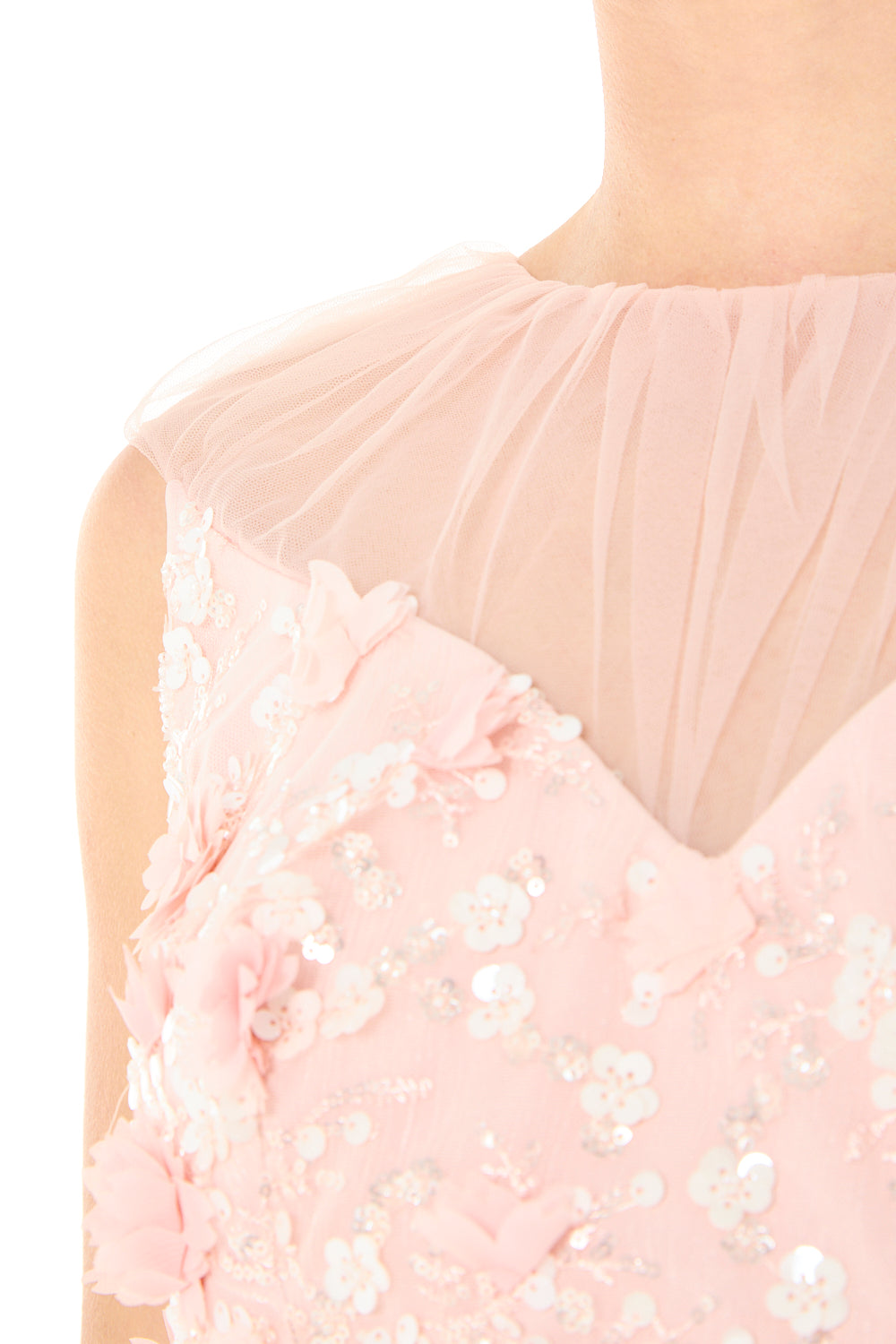 Floral Appliqué Overlay Gown