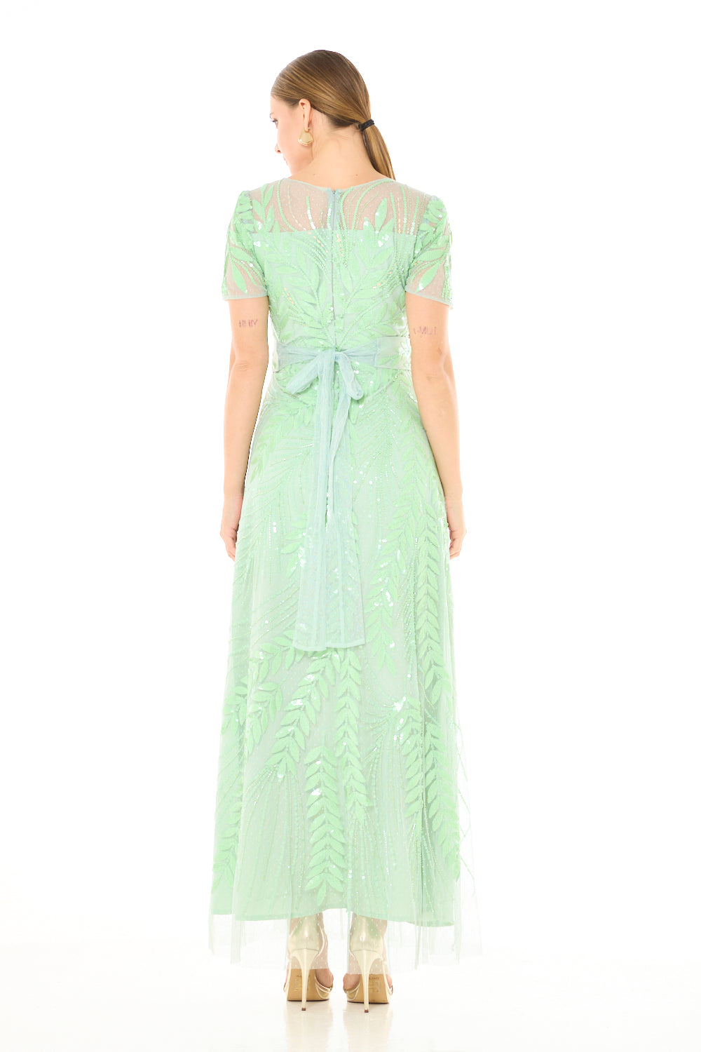 Leafwork Embellished Sweetheart Neckline Gown