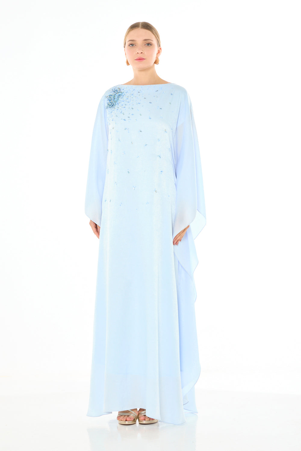 Sculpted Shoulder Bloom Embellished Dress