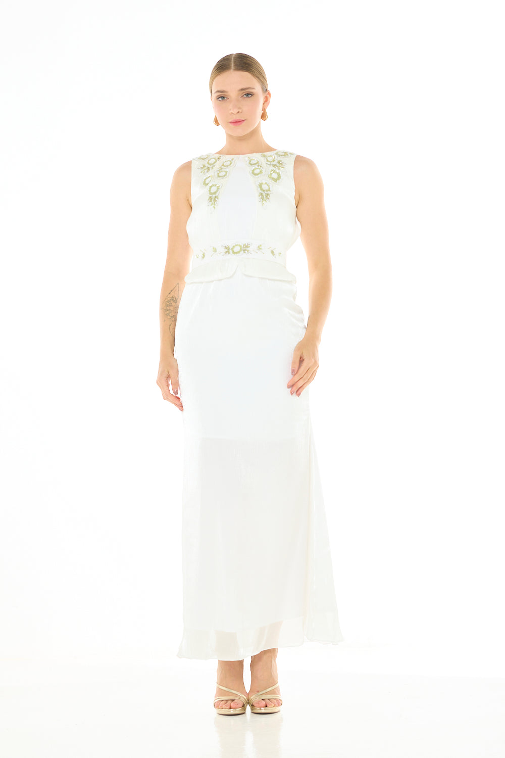 Embellished Floral Panel Evening Gown