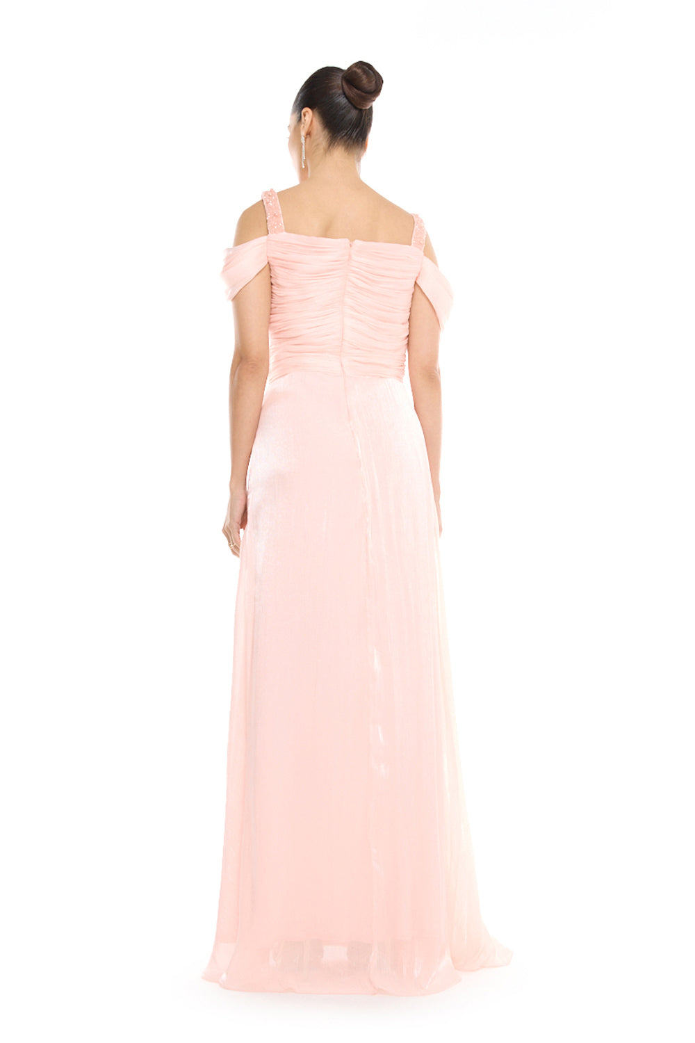 Off-Shoulder Pleated Gown