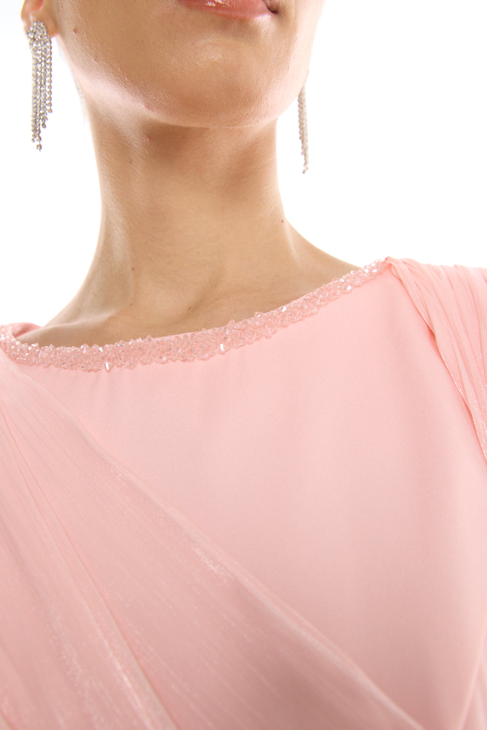 Asymmetric Draped Waist Gown