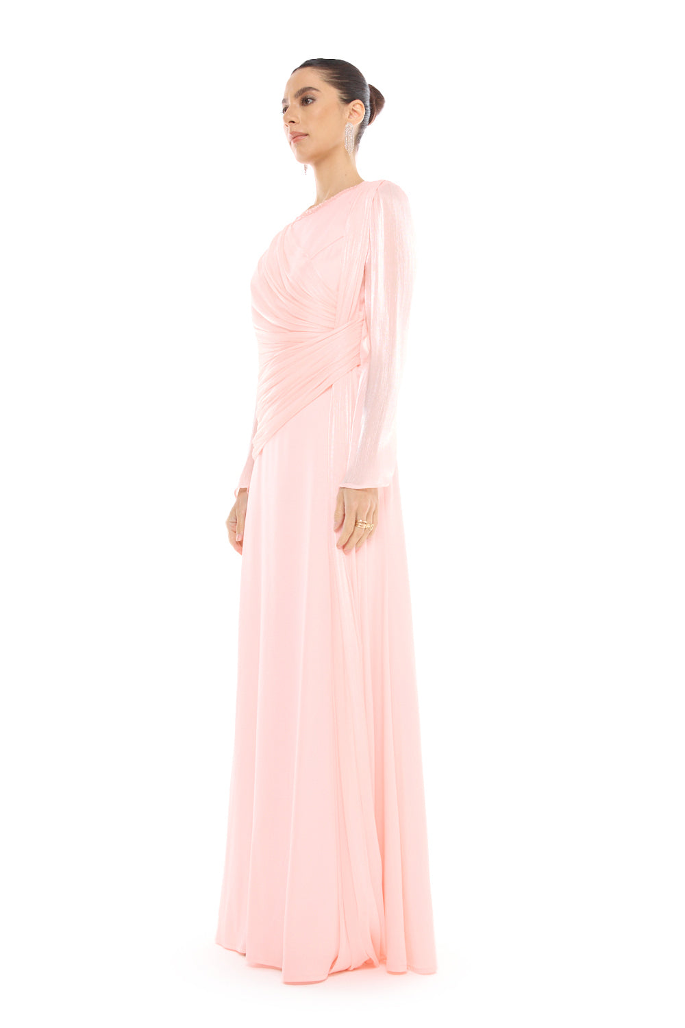 Asymmetric Draped Waist Gown