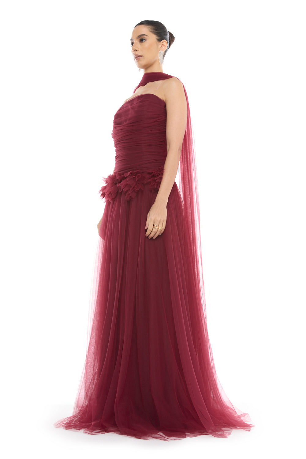 Floral Waist Halter Gown