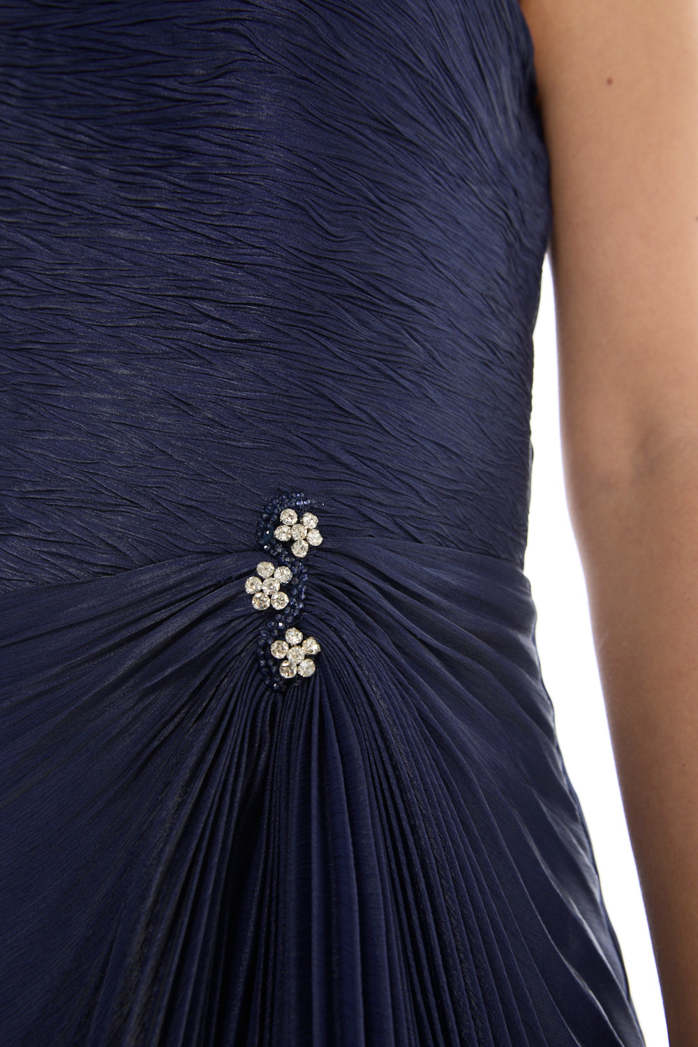 One-Shoulder Pleated Cape Gown