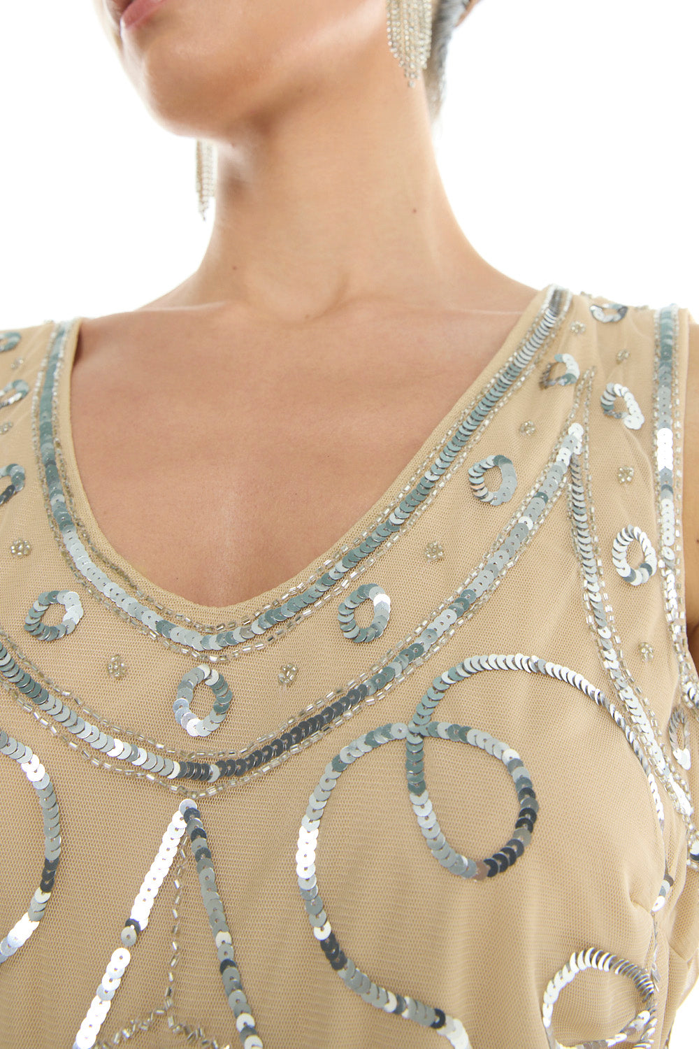 Embellished Belted Column Gown