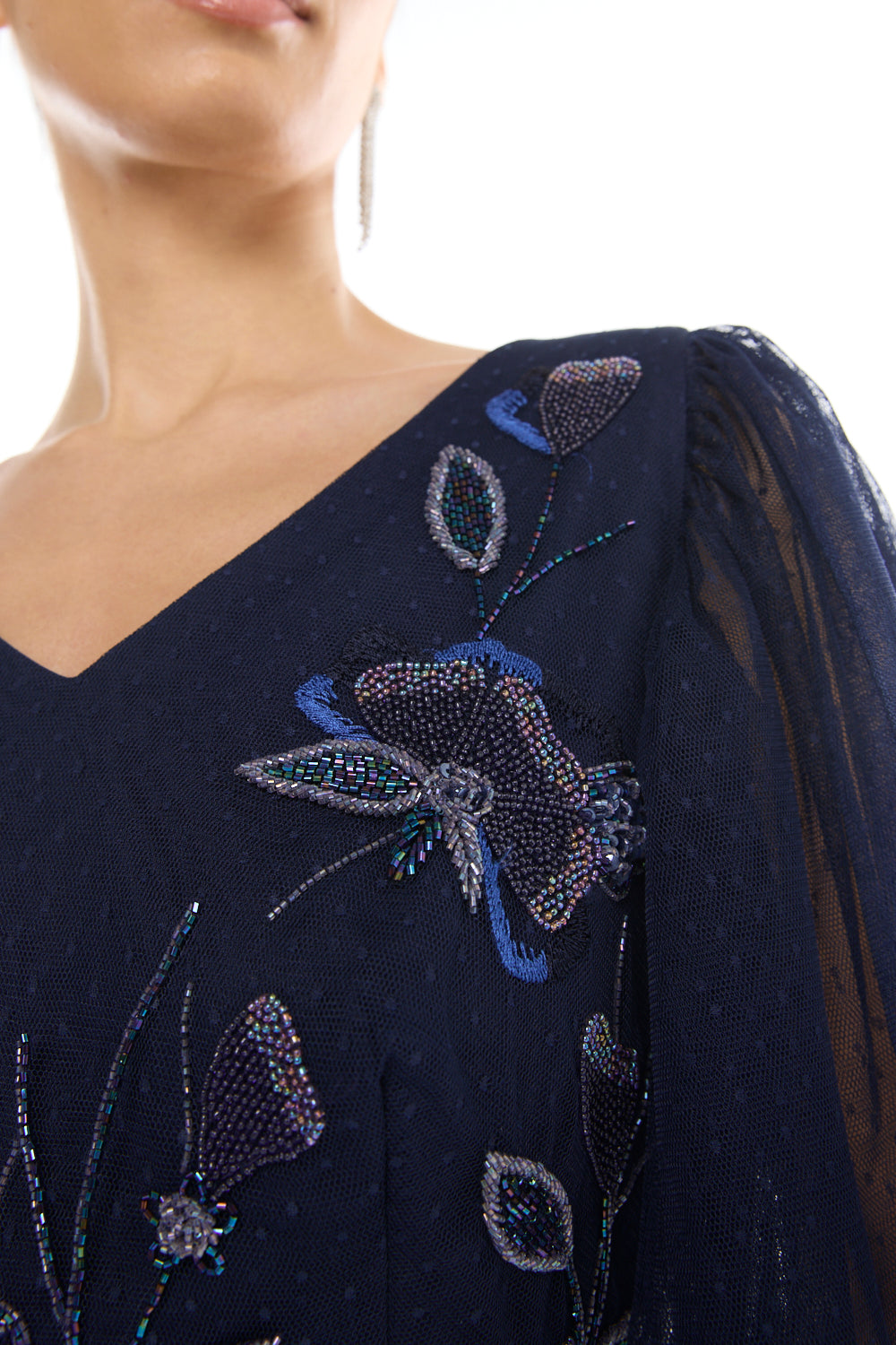 Embroidered Tie Waist Gown