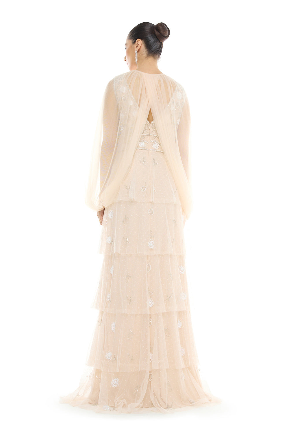 Tiered Overlay Embellished Gown