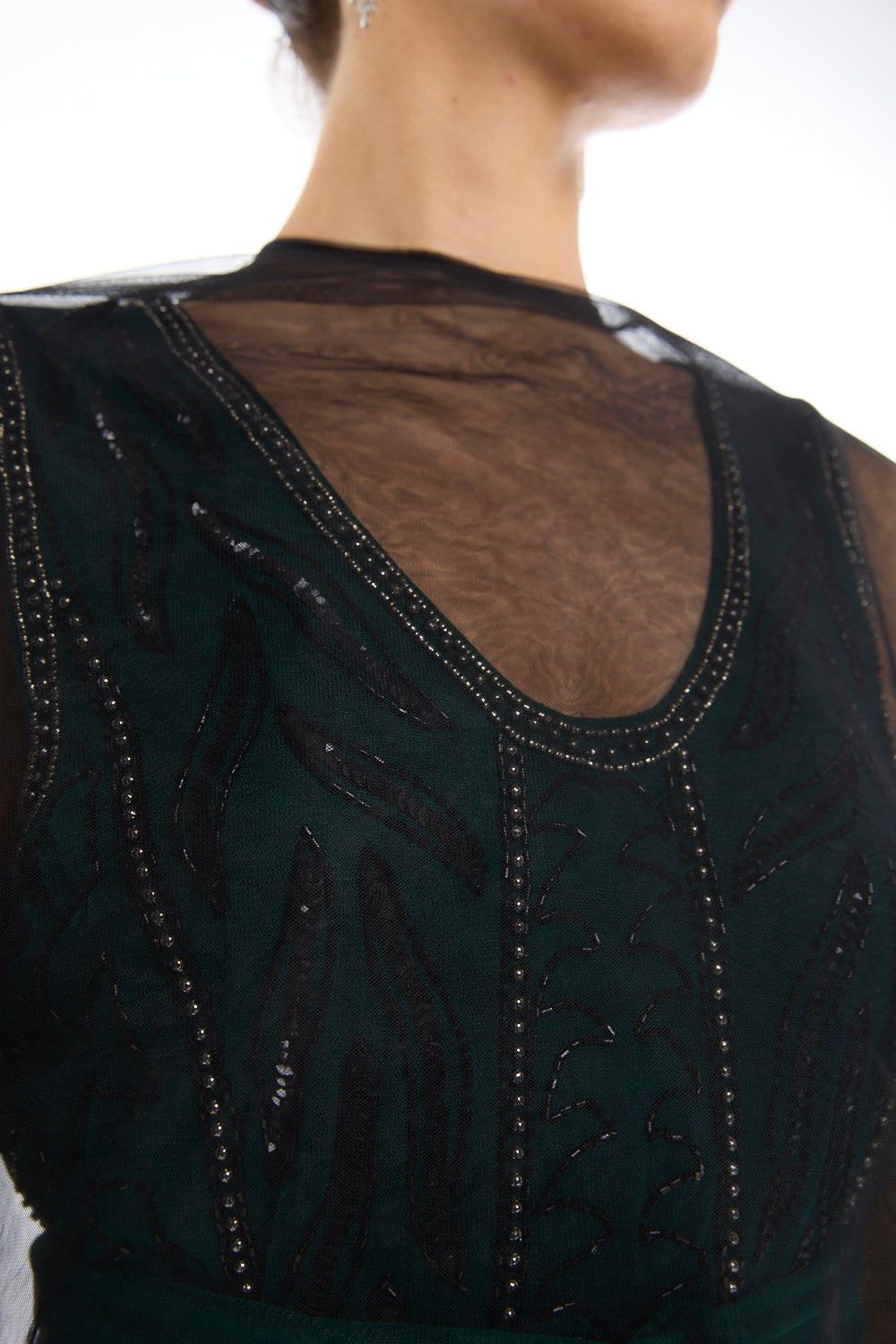 Cape Overlay Belted Gown