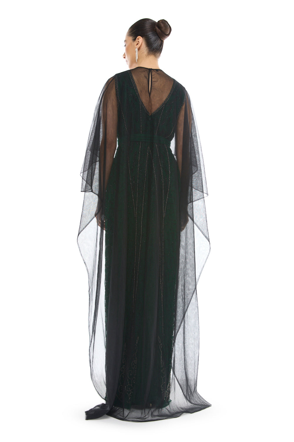 Cape Overlay Belted Gown