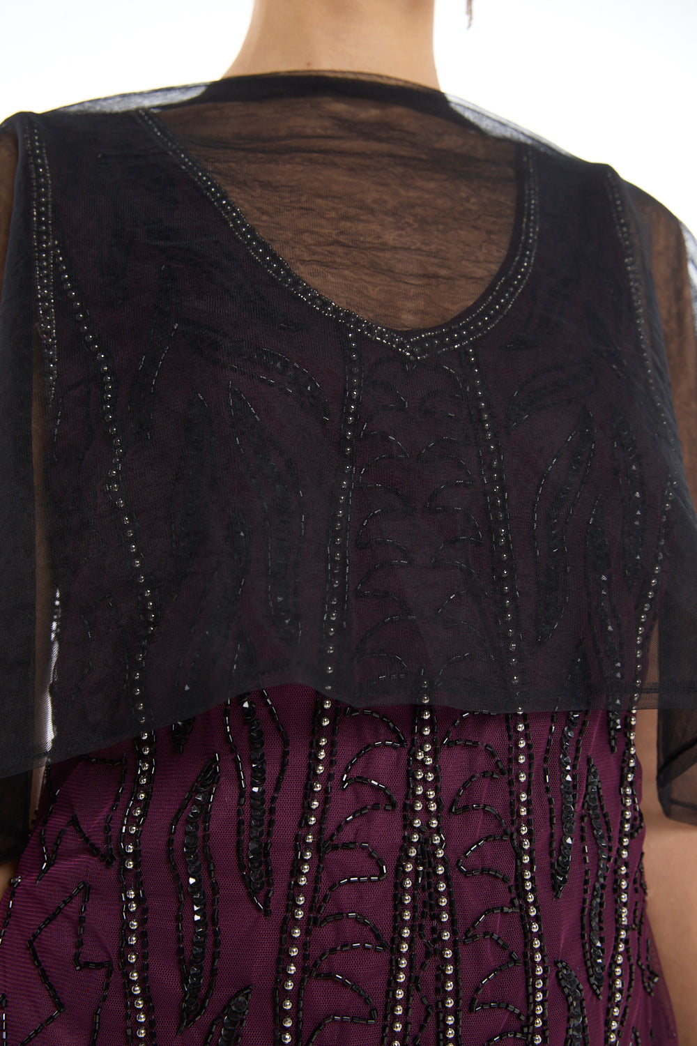 Cape Overlay Belted Gown