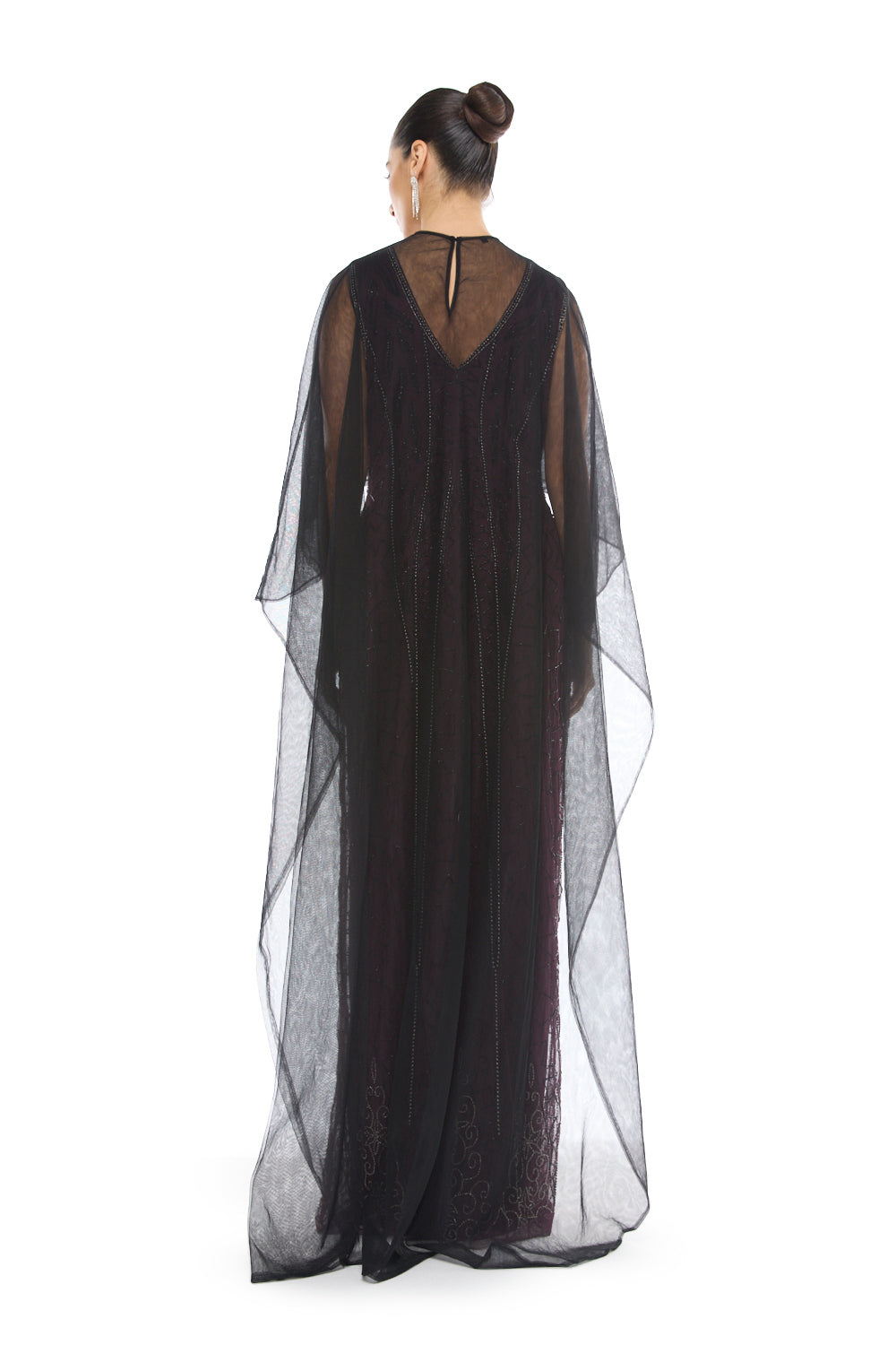Cape Overlay Belted Gown