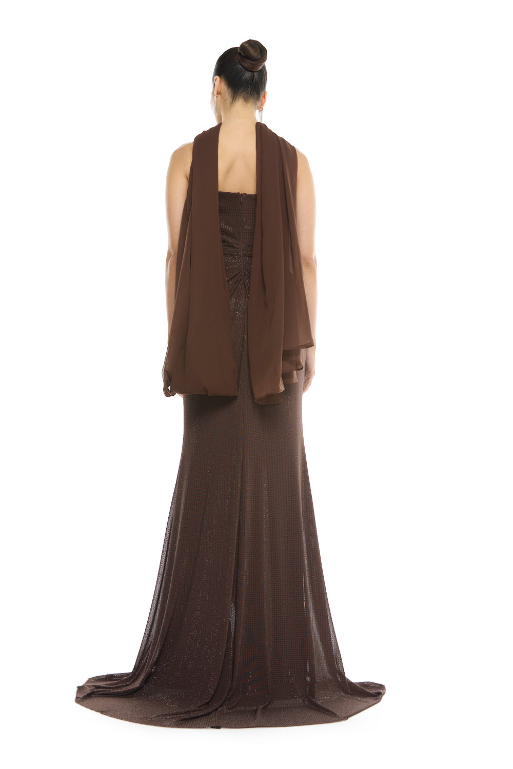 Strapless Draped Slit Gown