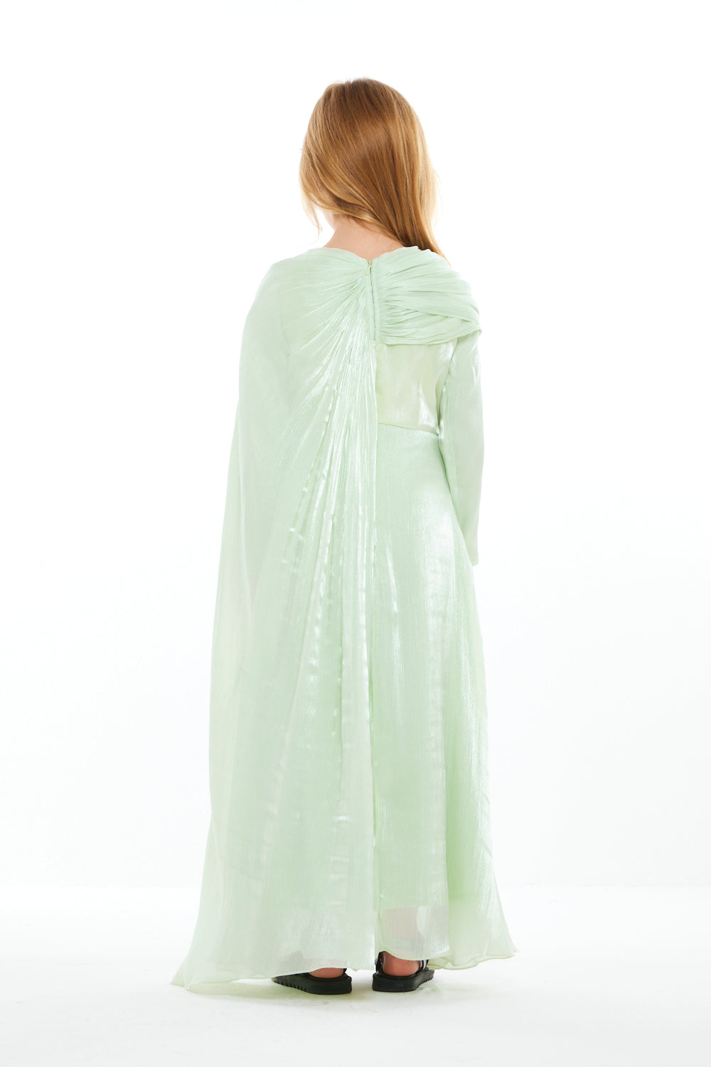 Jeweled Drape Cape Gown