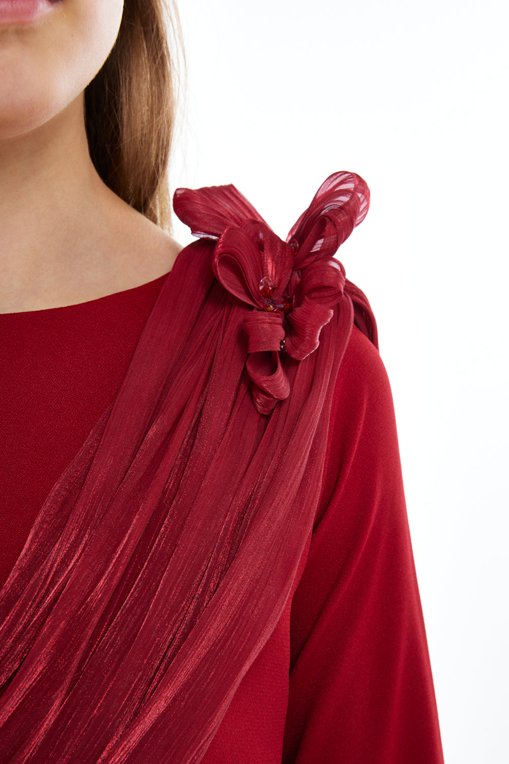 Floral Drape Cape Gown