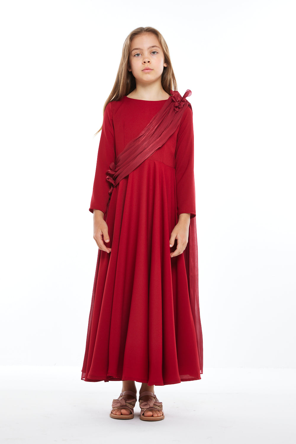 Floral Drape Cape Gown