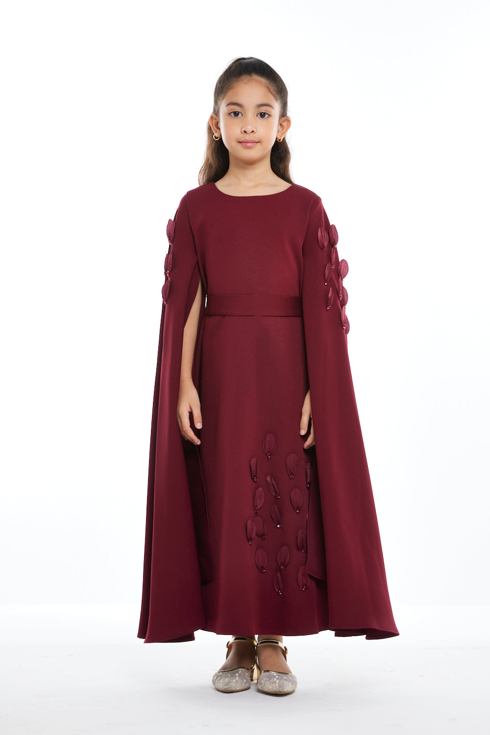 Petal Appliqués Cascade Cape Dress