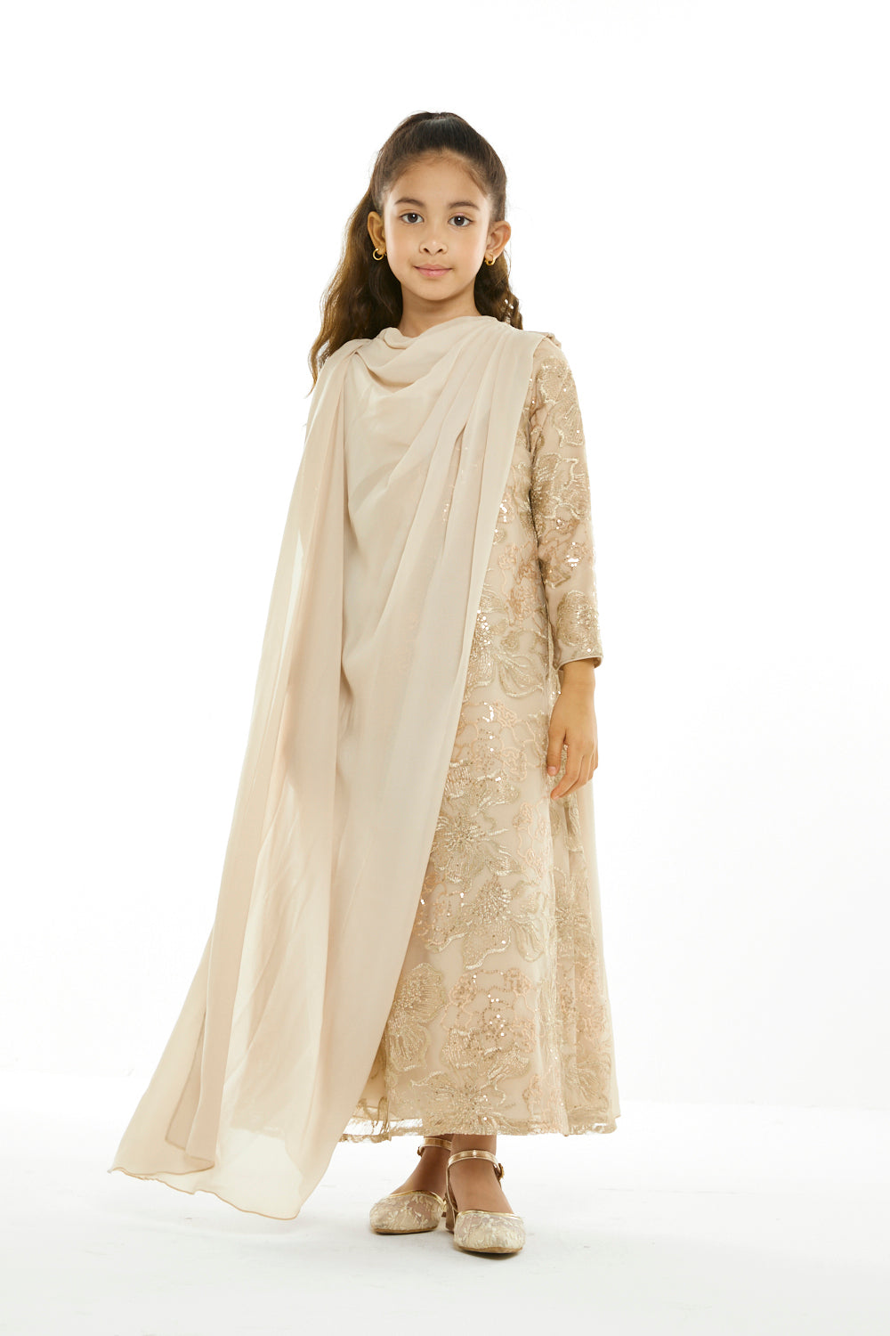 Embroidered Bloom Cape Dress