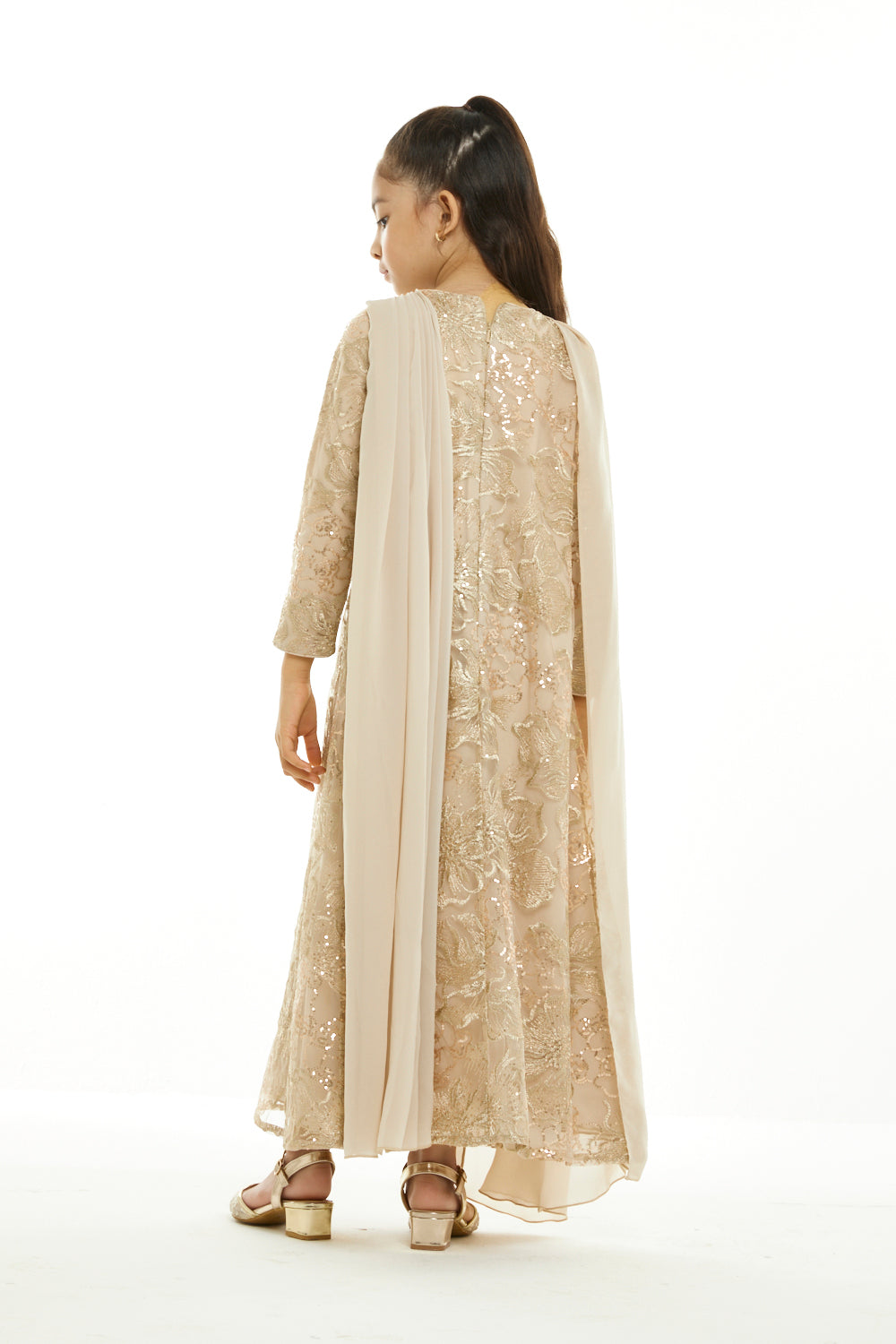 Embroidered Bloom Cape Dress