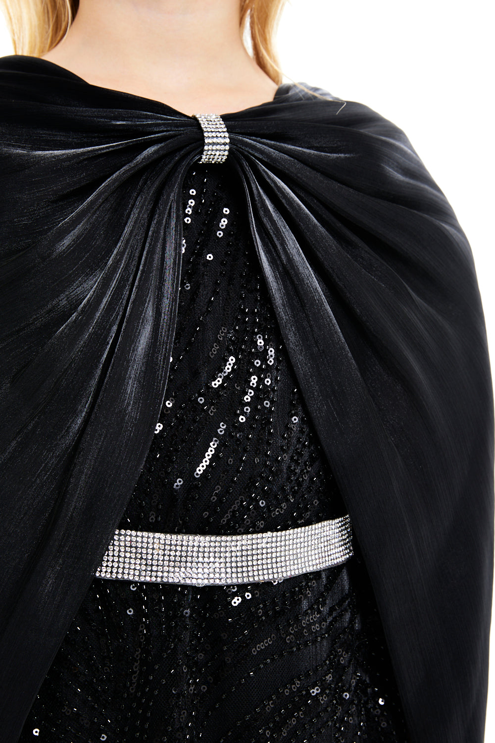 Crystal Cascade Cape Dress
