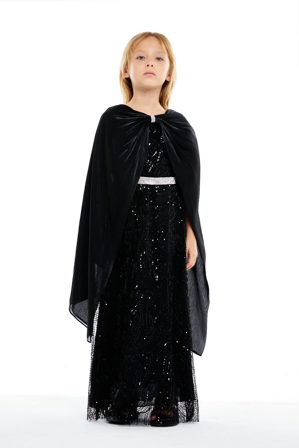 Crystal Cascade Cape Dress