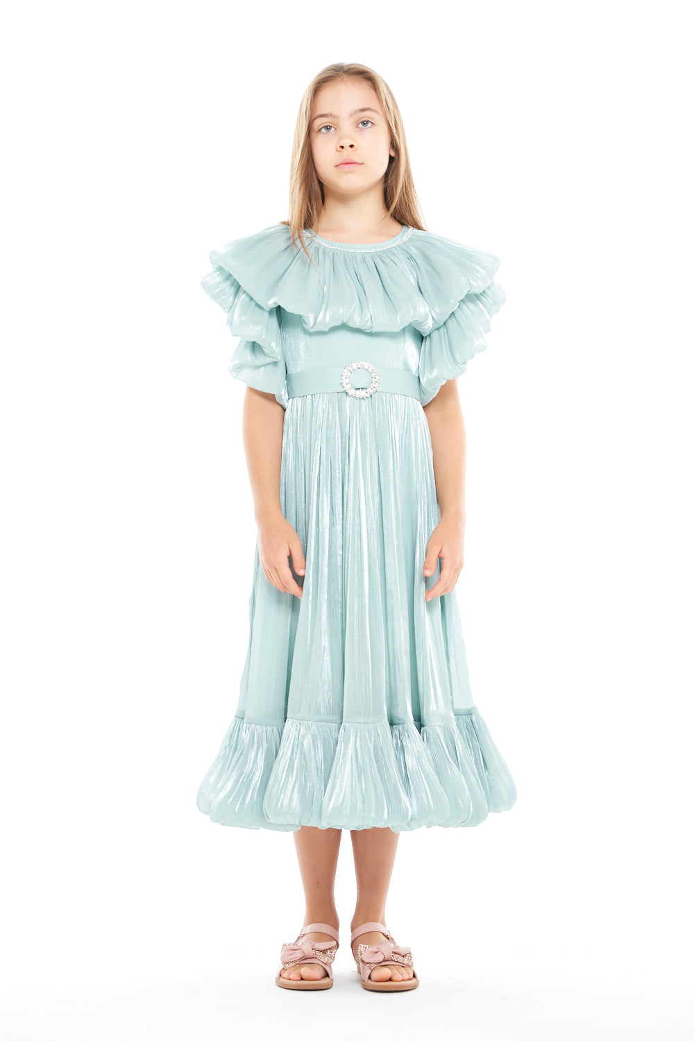 Ruffle Collar Shimmer Dress