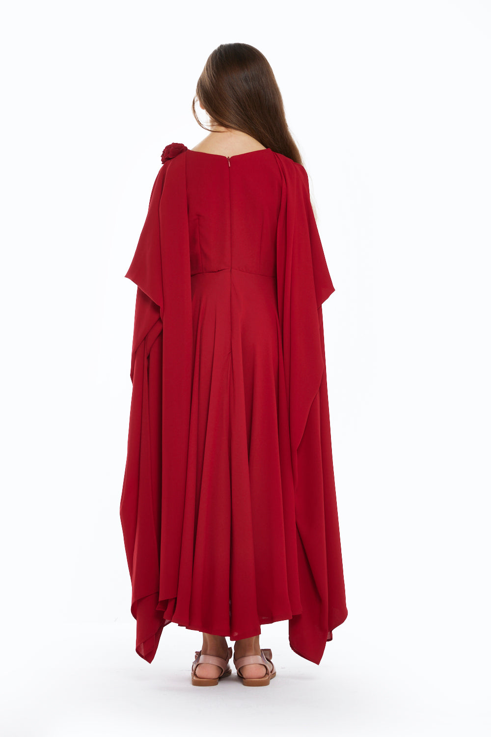 Floral Cape Sleeve Dress