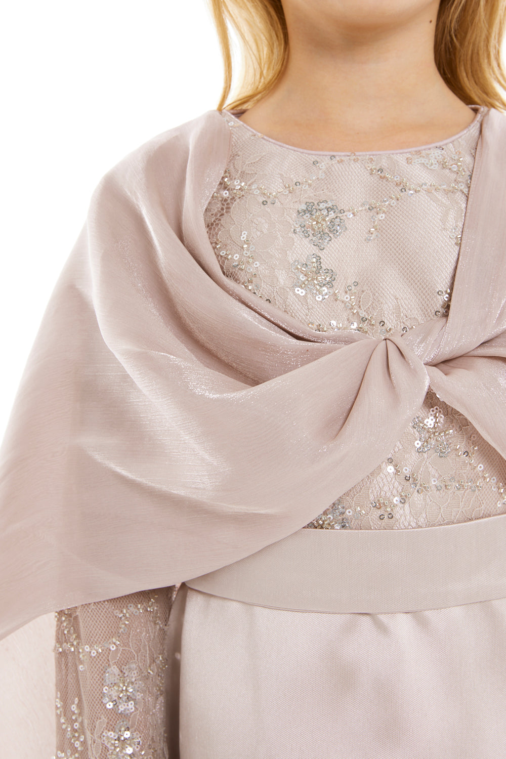 Twisted Cape Embellished Gown