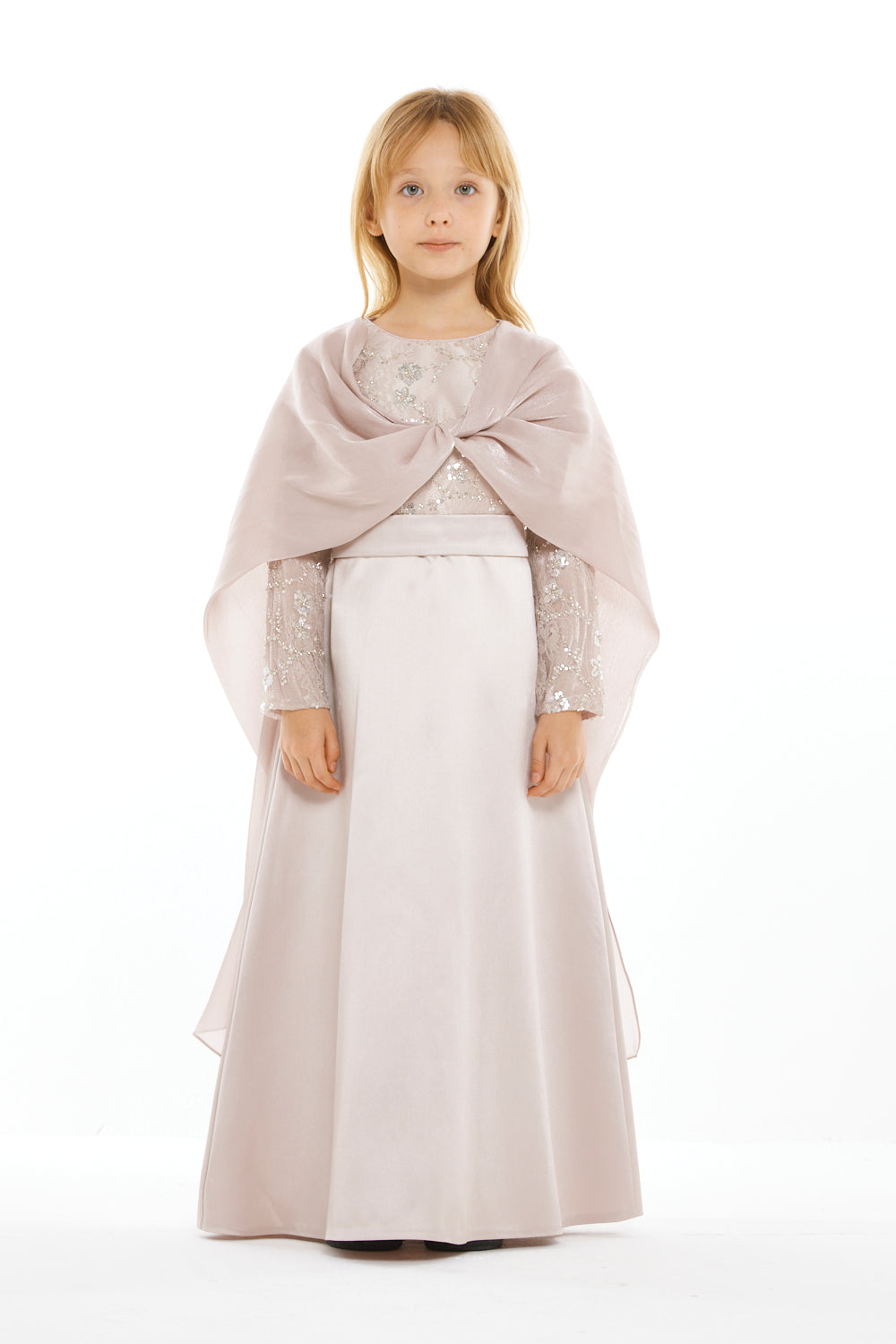 Twisted Cape Embellished Gown