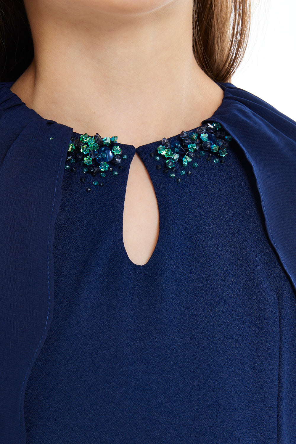 Midnight Sapphire Cape Dress