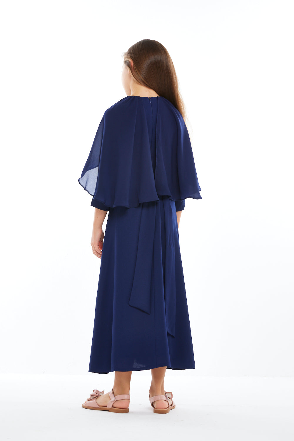 Midnight Sapphire Cape Dress