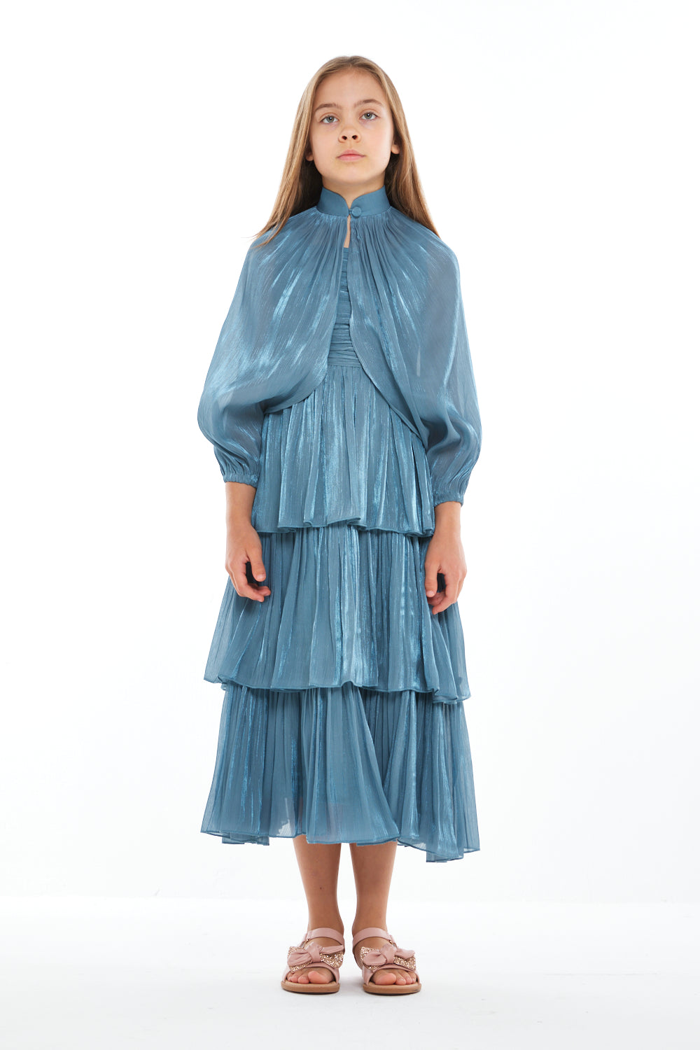 Lustre Cape Tiered Dress