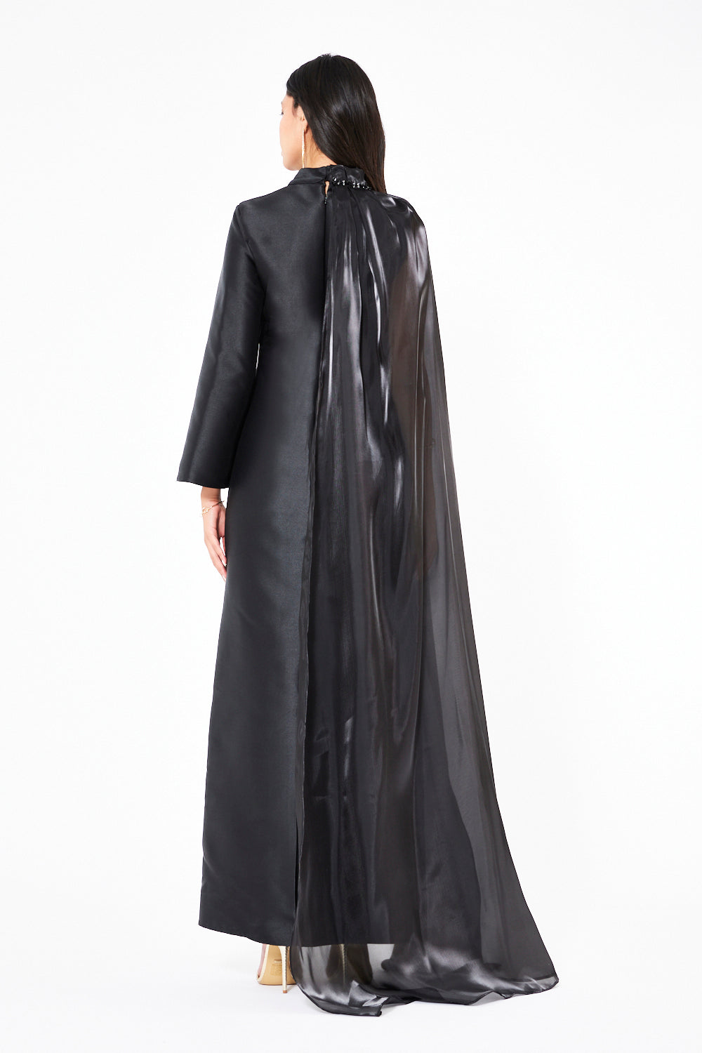 High Neck Cape Panel Gown