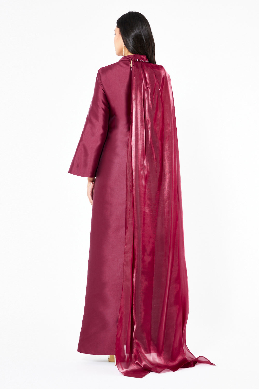 High Neck Cape Panel Gown