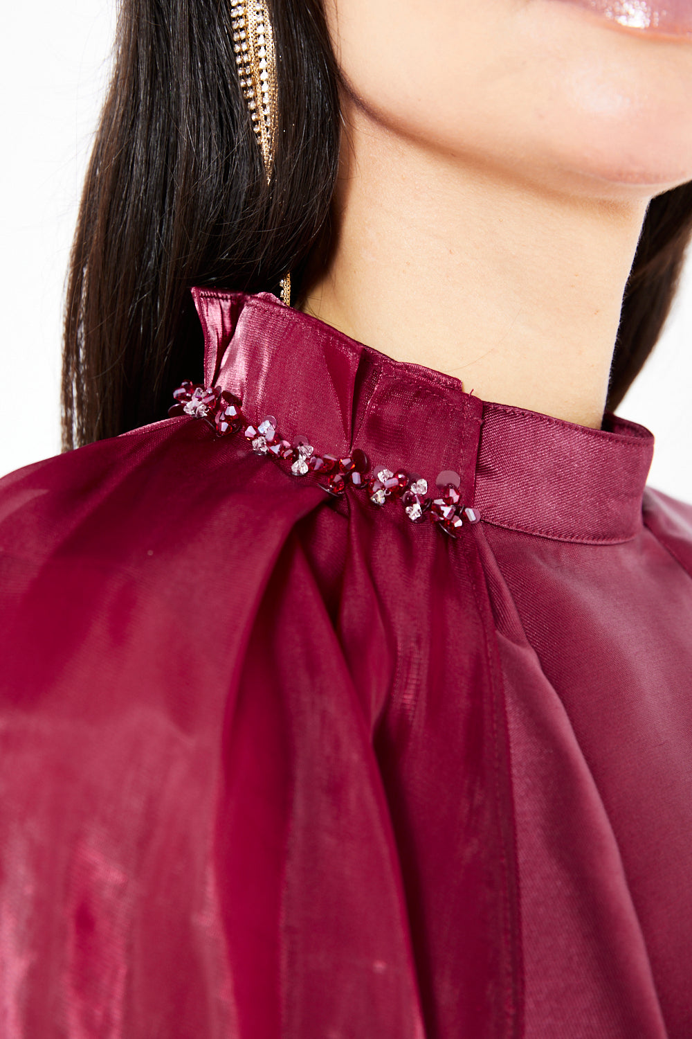 High Neck Cape Panel Gown