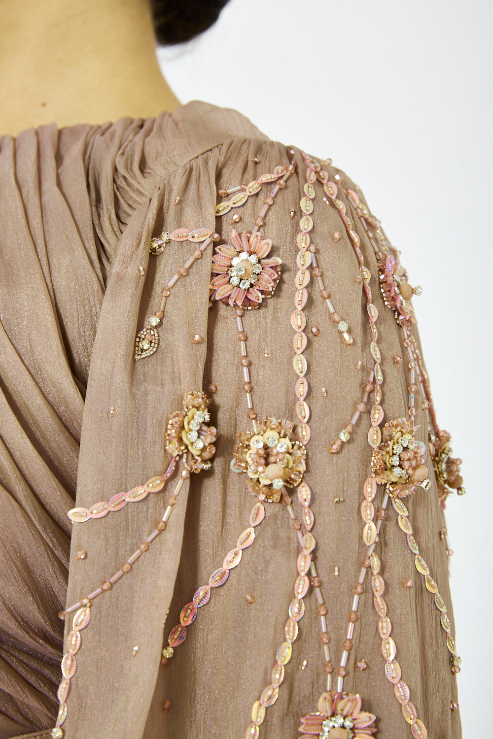 Ruched Bodice Balloon Sleeve Gown