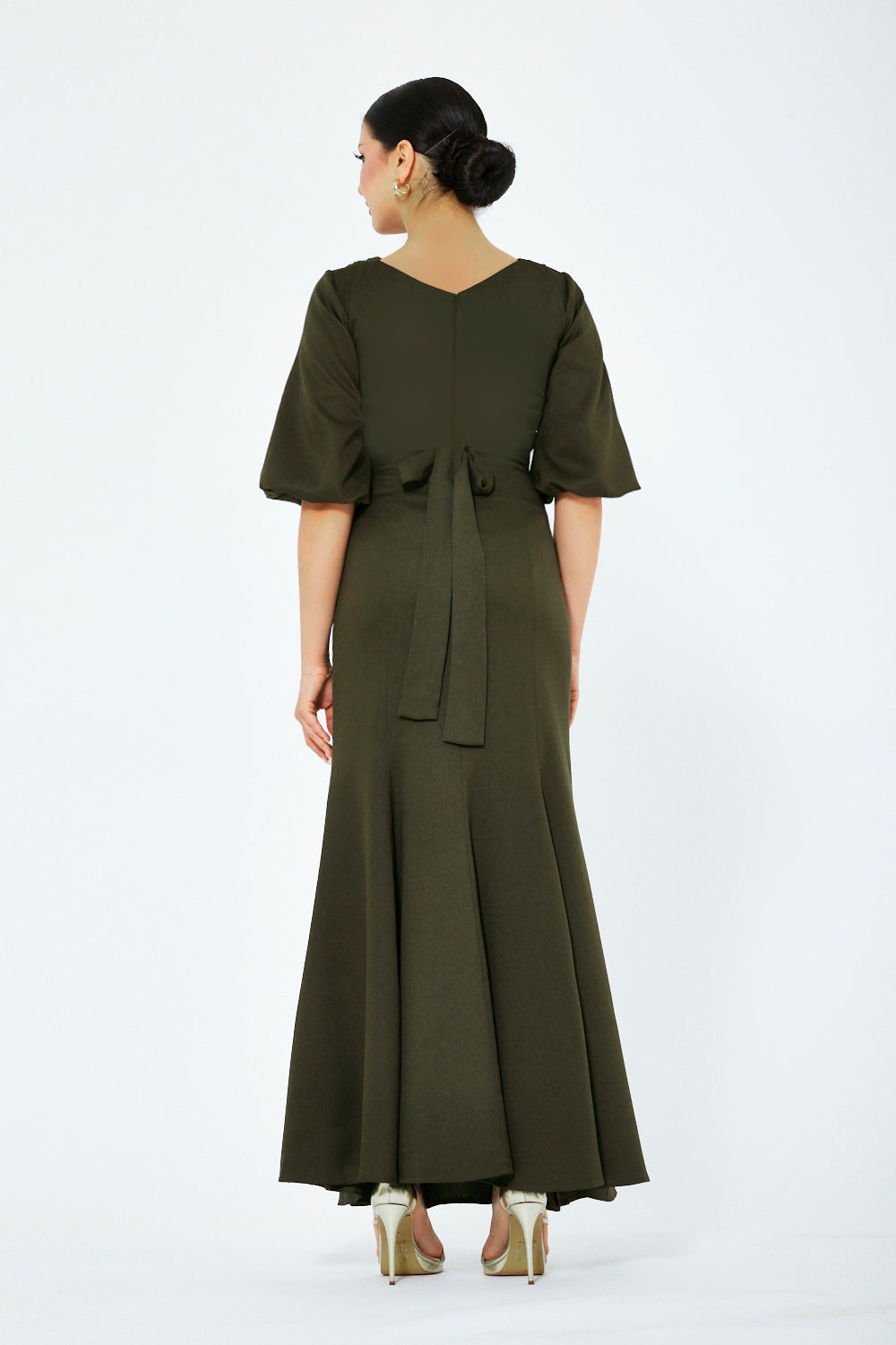 Vine Embroidered Drape Gown