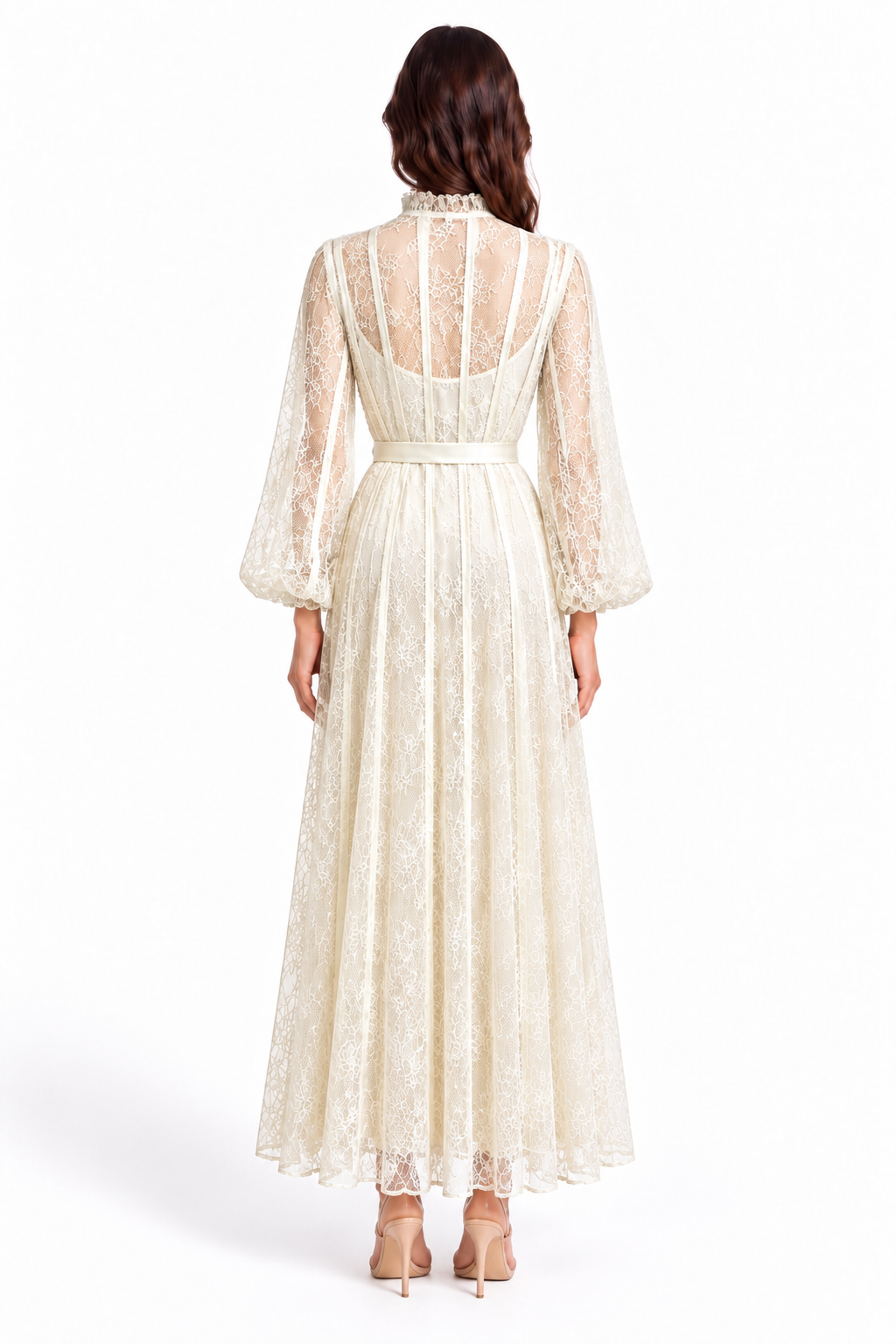 "Dahlia" Embellished High-Neck Lace Dress