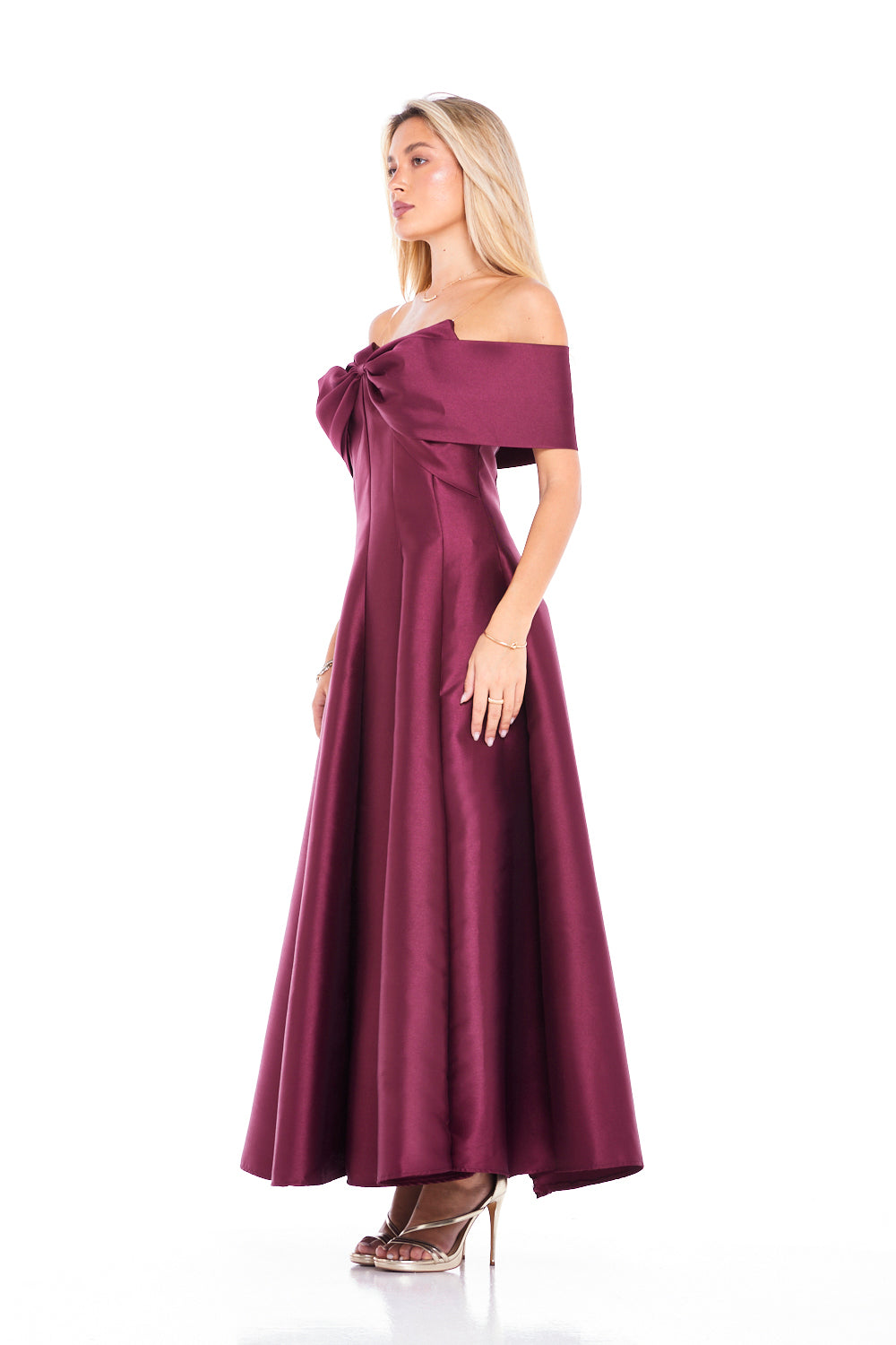 Sculpted Bow Front Evening Gown