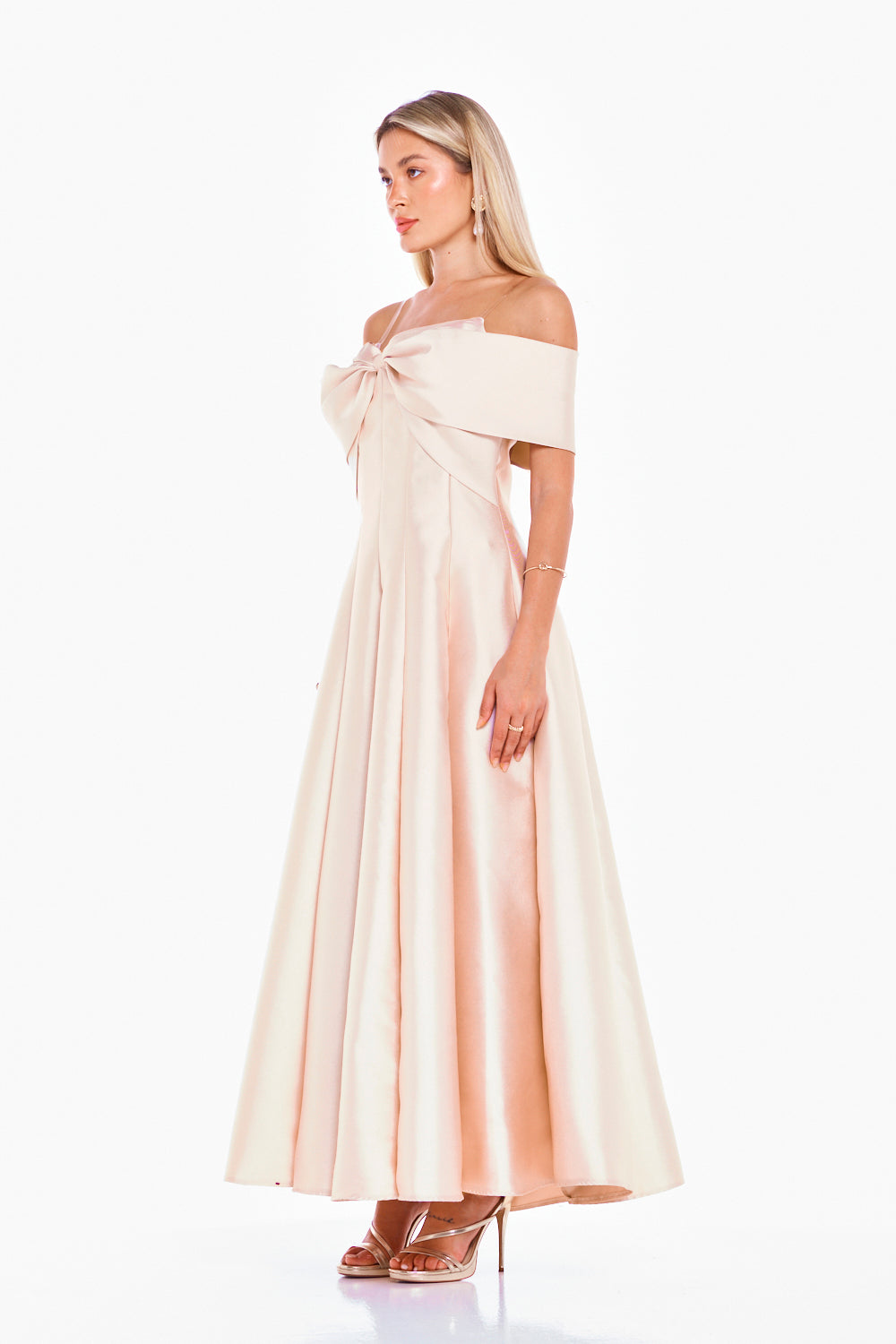 Sculpted Bow Front Evening Gown