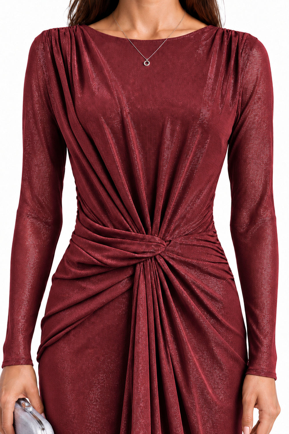"Ayla" Knotted Shimmer Jersey Dress