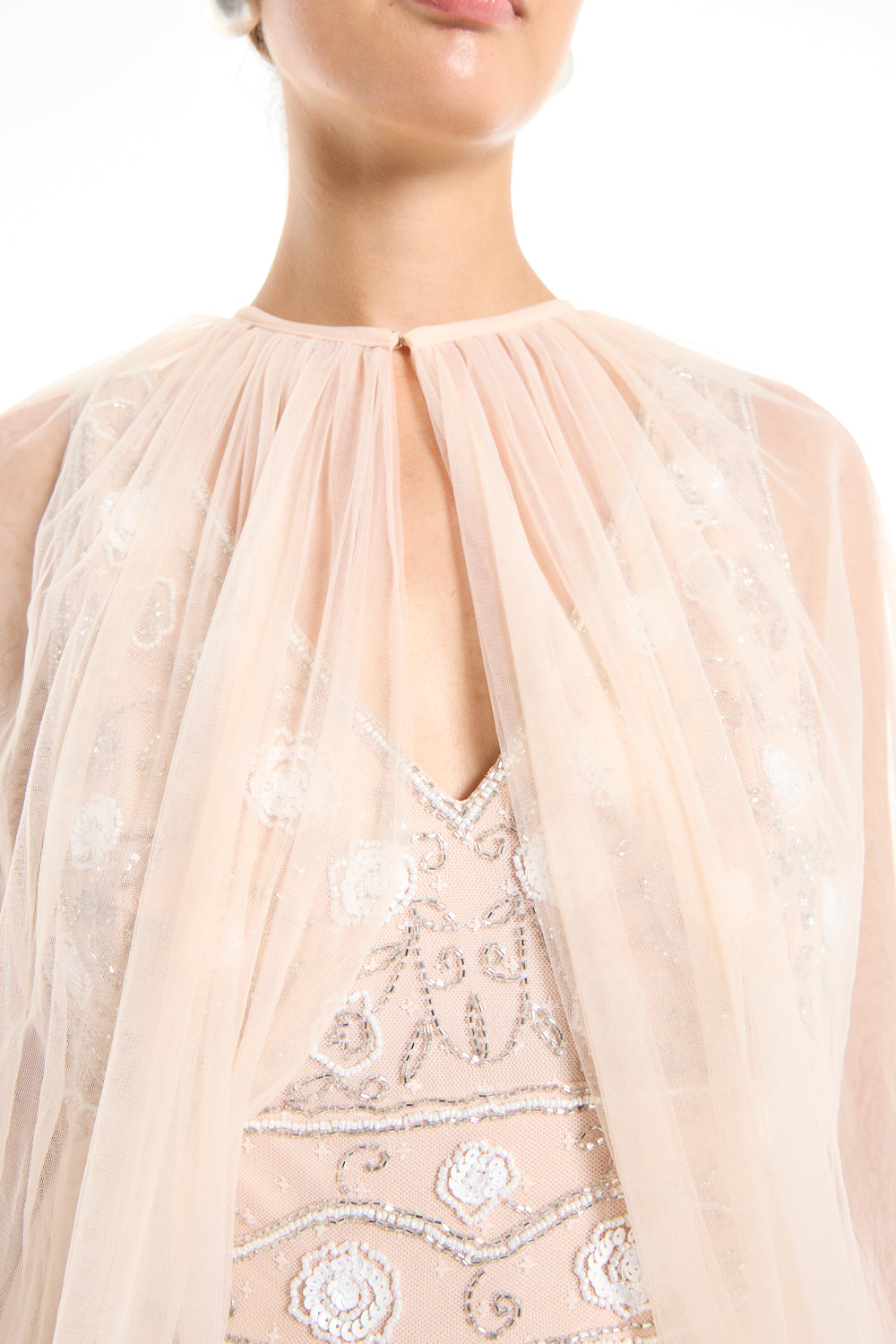 Tiered Overlay Embellished Gown