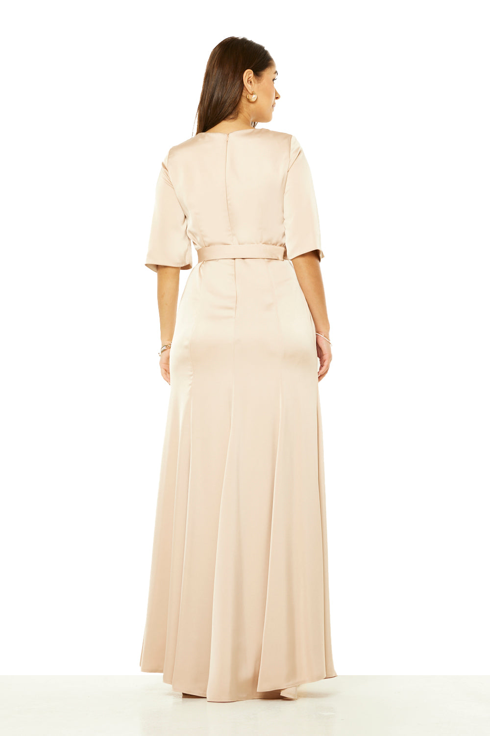 Floral Appliqué Cut-Out Neck Maxi Dress