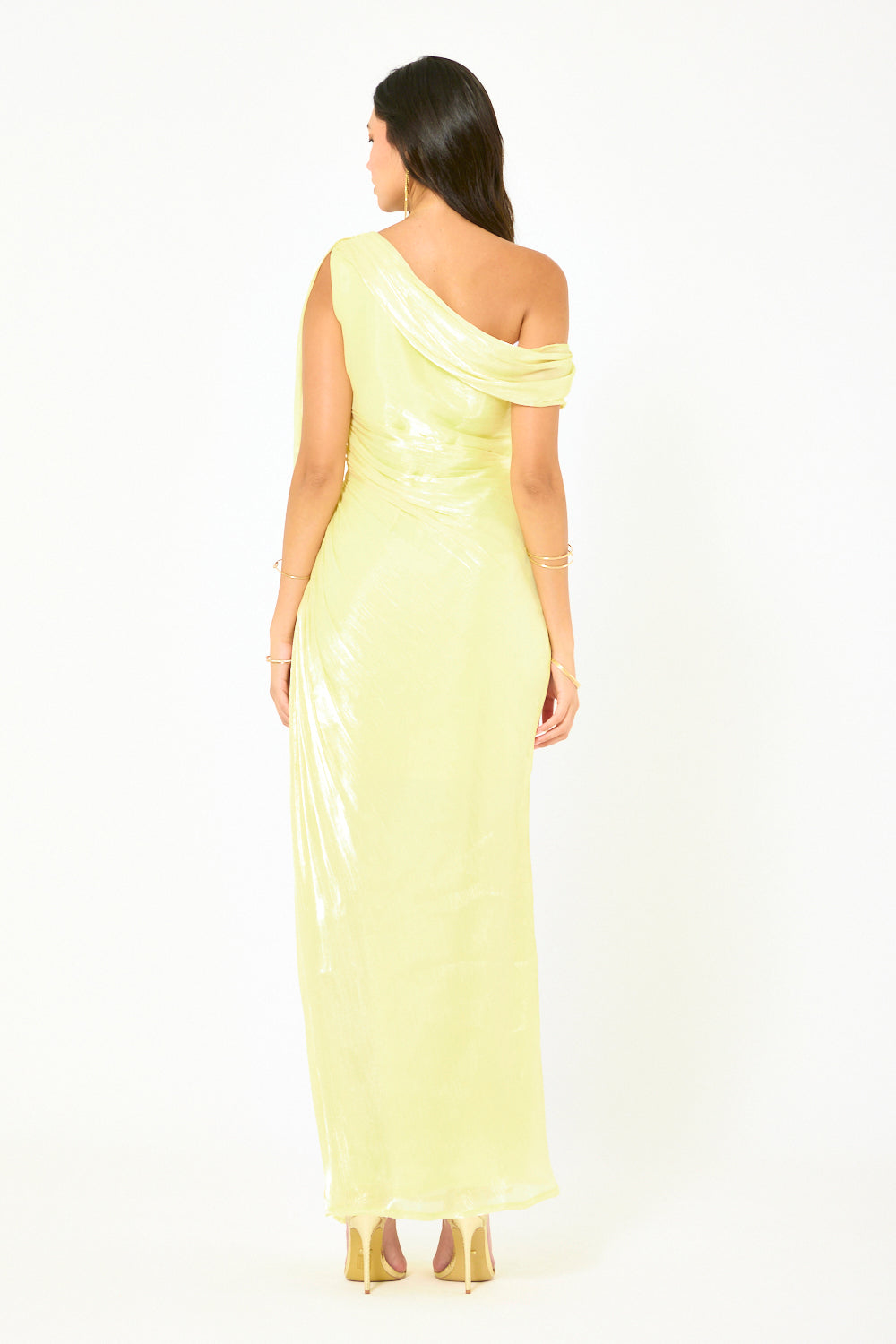Liquid Sheen One-Shoulder Gown