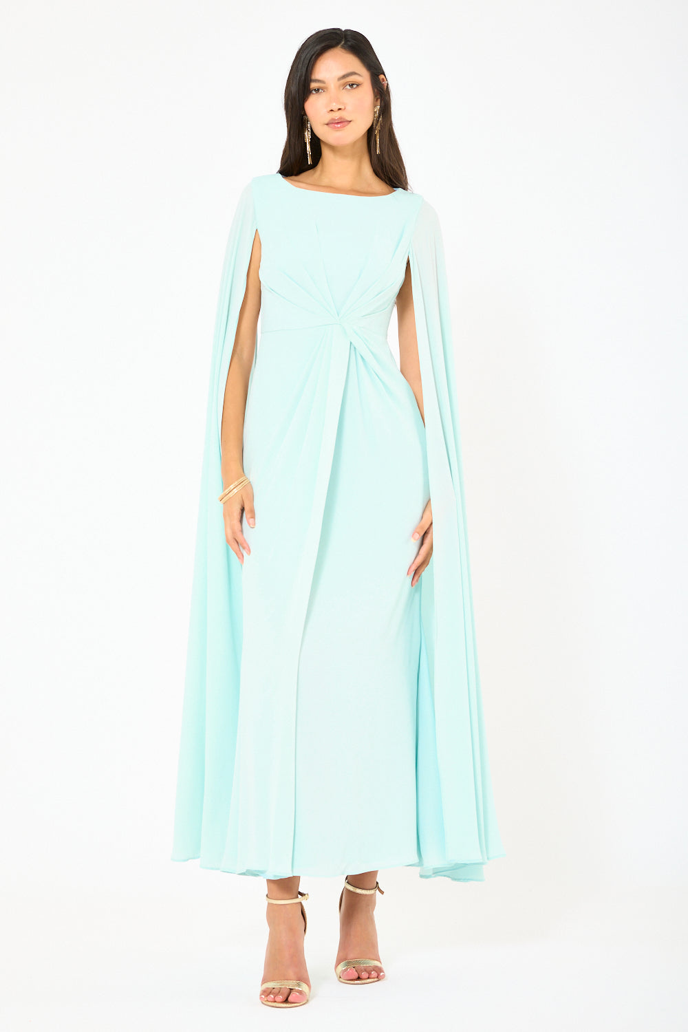 Draped Twisted Cape Gown