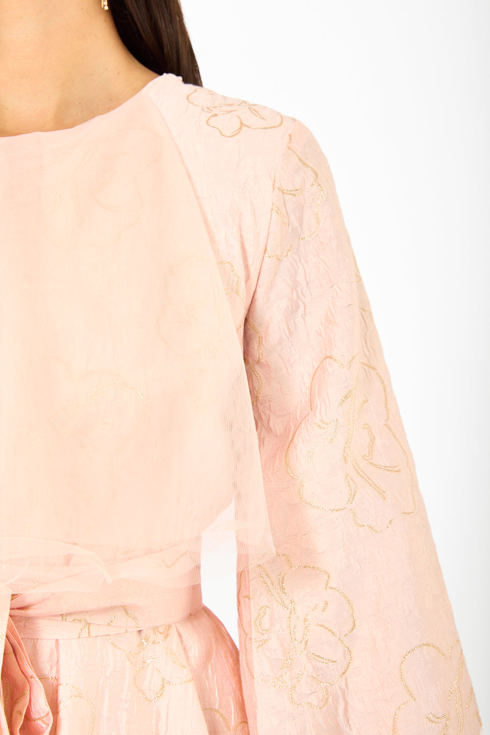 Floral Overlay Asymmetric Cape Dress