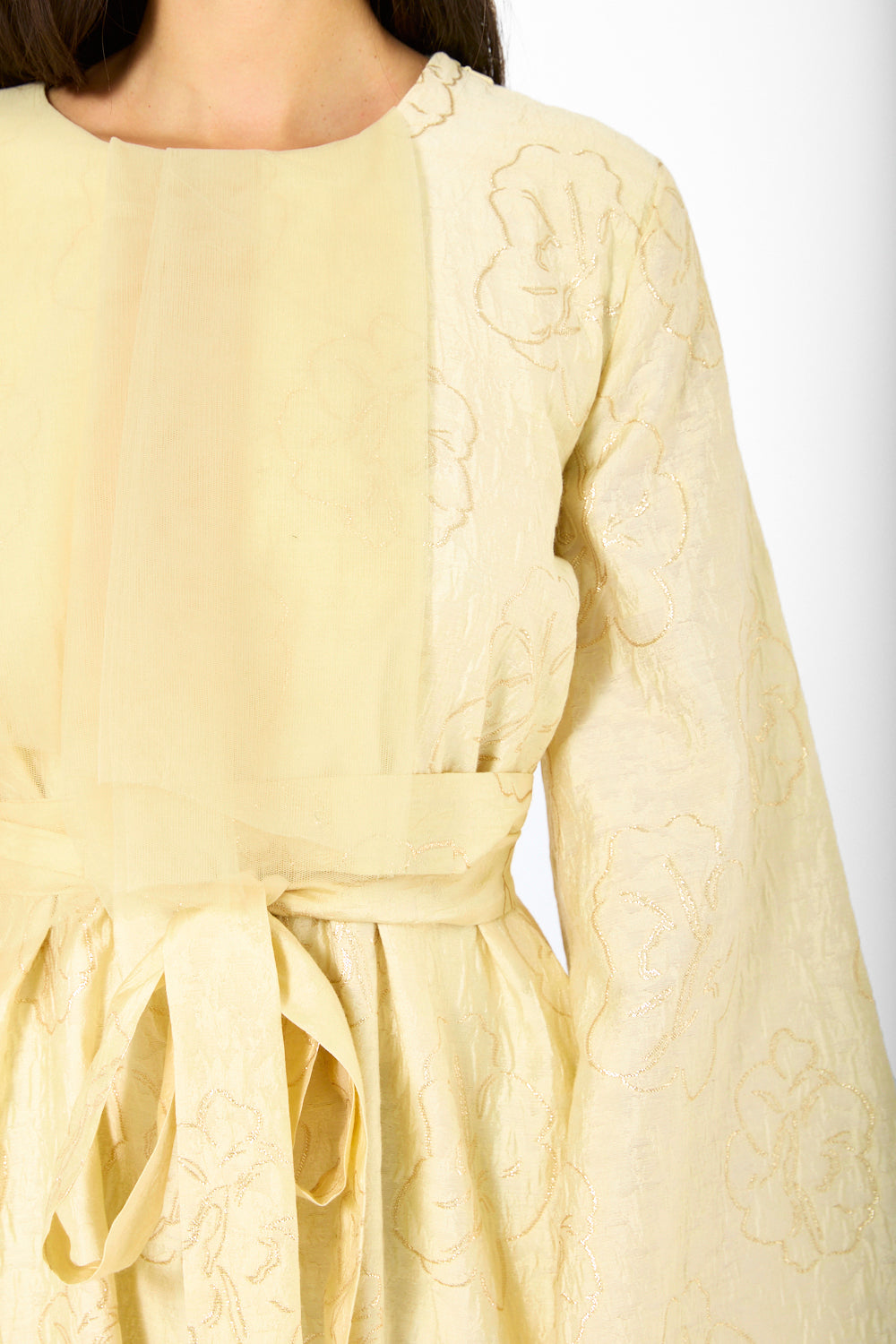 Floral Overlay Asymmetric Cape Dress