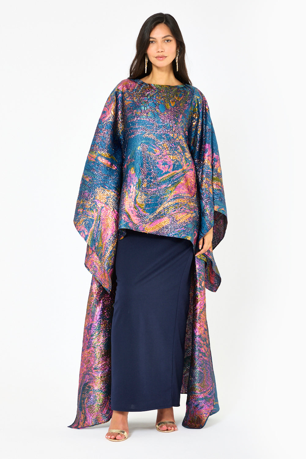 Abstract Print Layered Kaftan Set