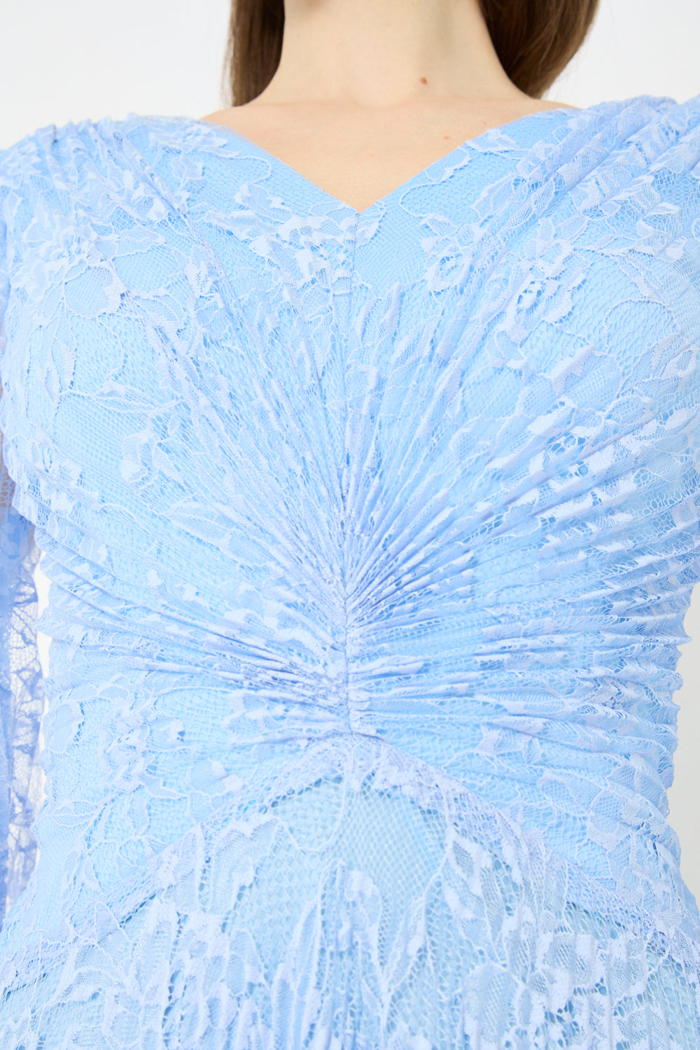 Twist Waist Pleated Lace Gown